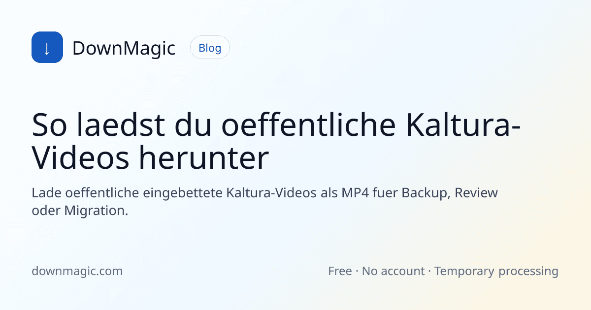 So laedst du oeffentliche Kaltura-Videos herunter - DownMagic Ratgeber-Illustration