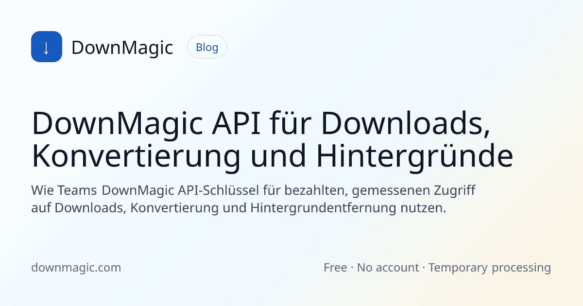 DownMagic API für Downloads, Konvertierung und Hintergründe - DownMagic Ratgeber-Illustration