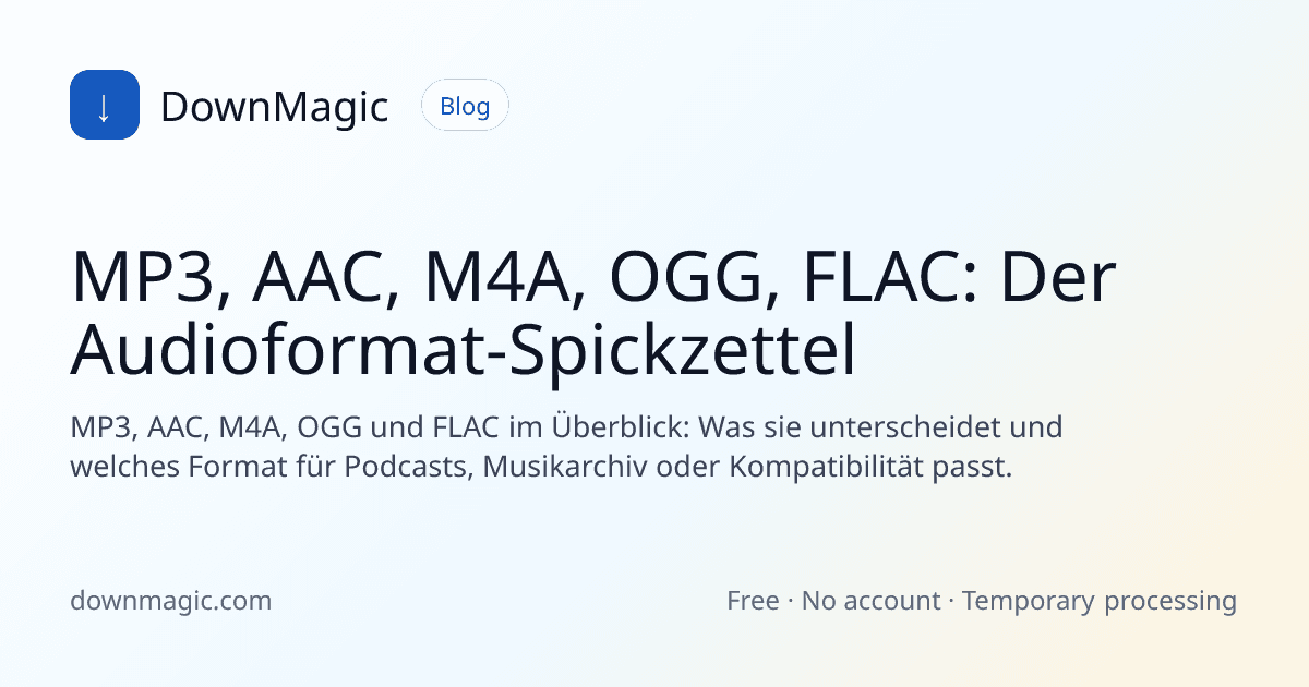 MP3, AAC, M4A, OGG, FLAC: Der Audioformat-Spickzettel - DownMagic Ratgeber-Illustration
