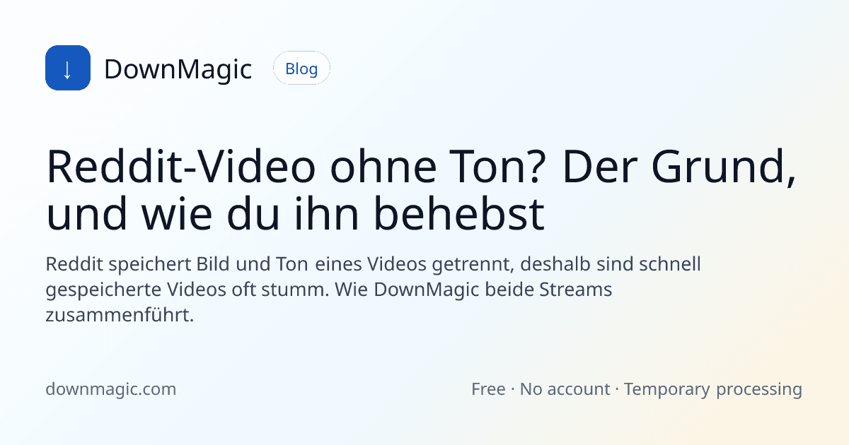 Reddit-Video ohne Ton? Der Grund, und wie du ihn behebst - DownMagic Ratgeber-Illustration