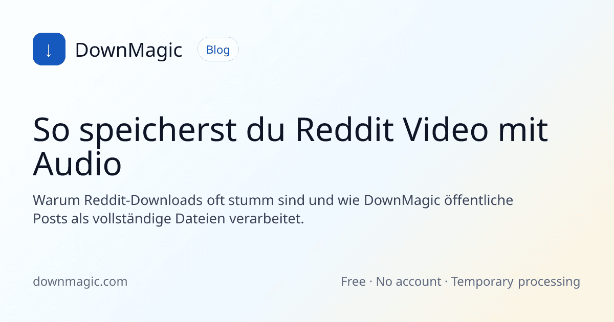 So speicherst du Reddit Video mit Audio - DownMagic Ratgeber-Illustration