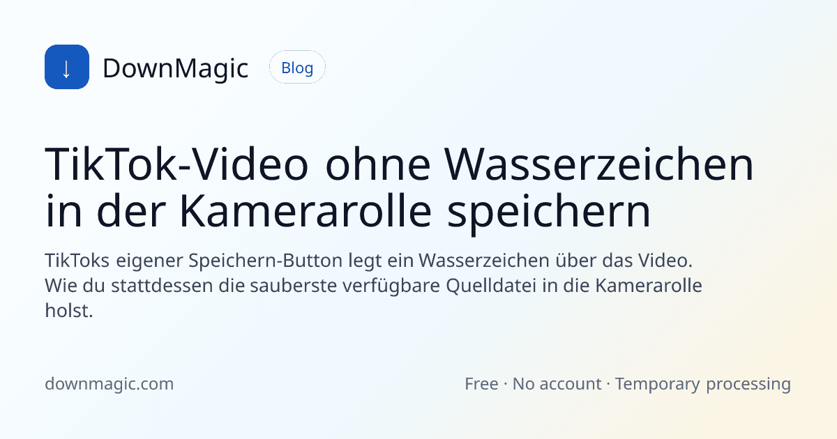 TikTok-Video ohne Wasserzeichen in der Kamerarolle speichern - DownMagic Ratgeber-Illustration