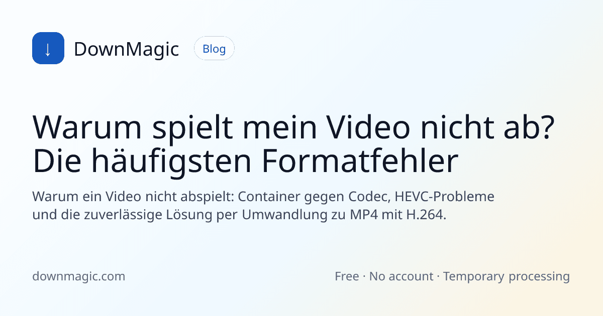 Warum spielt mein Video nicht ab? Die häufigsten Formatfehler - DownMagic Ratgeber-Illustration