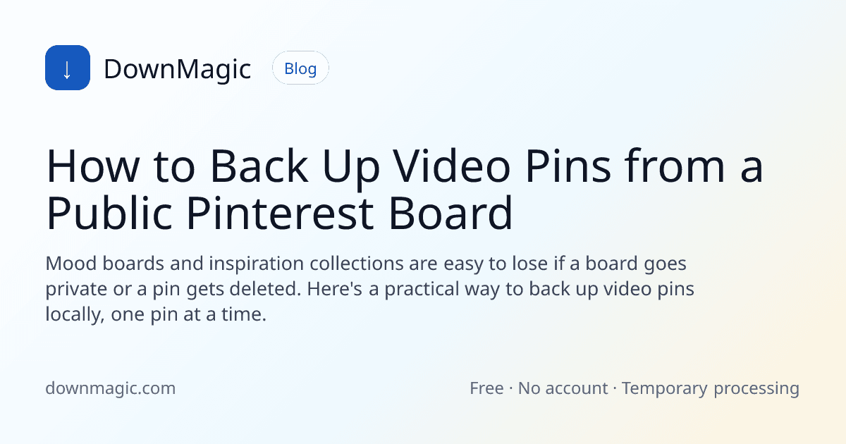 How to Back Up Video Pins from a Public Pinterest Board - DownMagic guide illustration