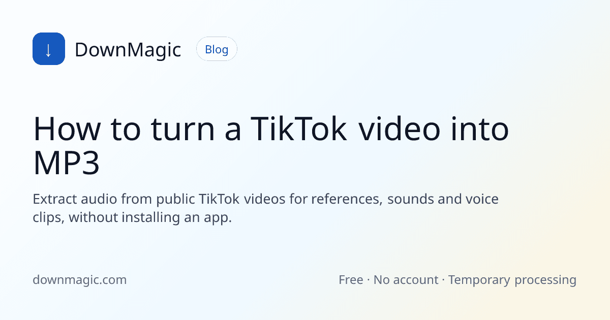 How to turn a TikTok video into MP3 - DownMagic guide illustration