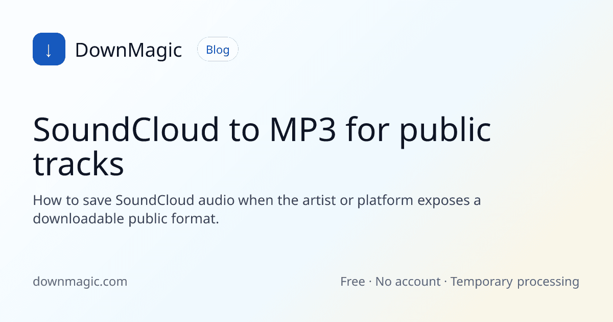 SoundCloud to MP3 for public tracks - DownMagic guide illustration