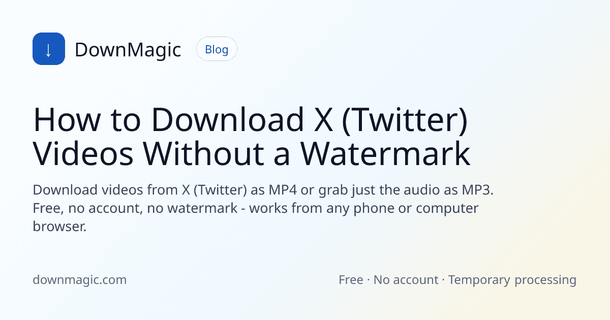 How to Download X (Twitter) Videos Without a Watermark - DownMagic guide illustration