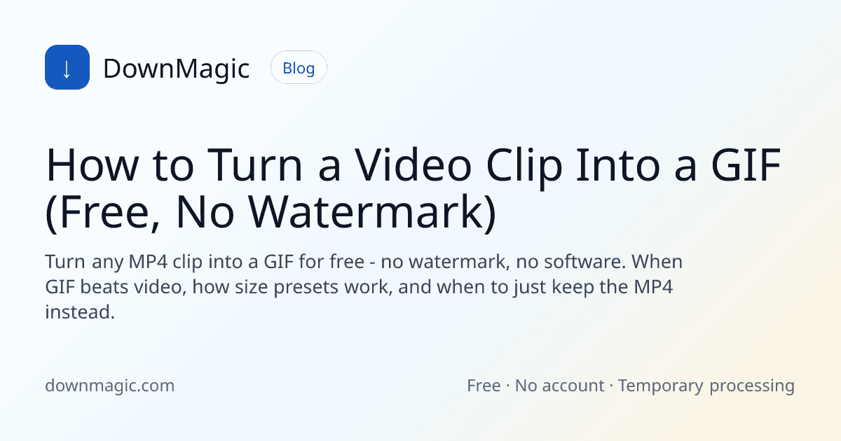 How to Turn a Video Clip Into a GIF (Free, No Watermark) - DownMagic guide illustration