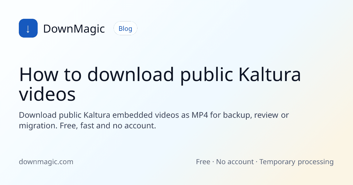 How to download public Kaltura videos - DownMagic guide illustration