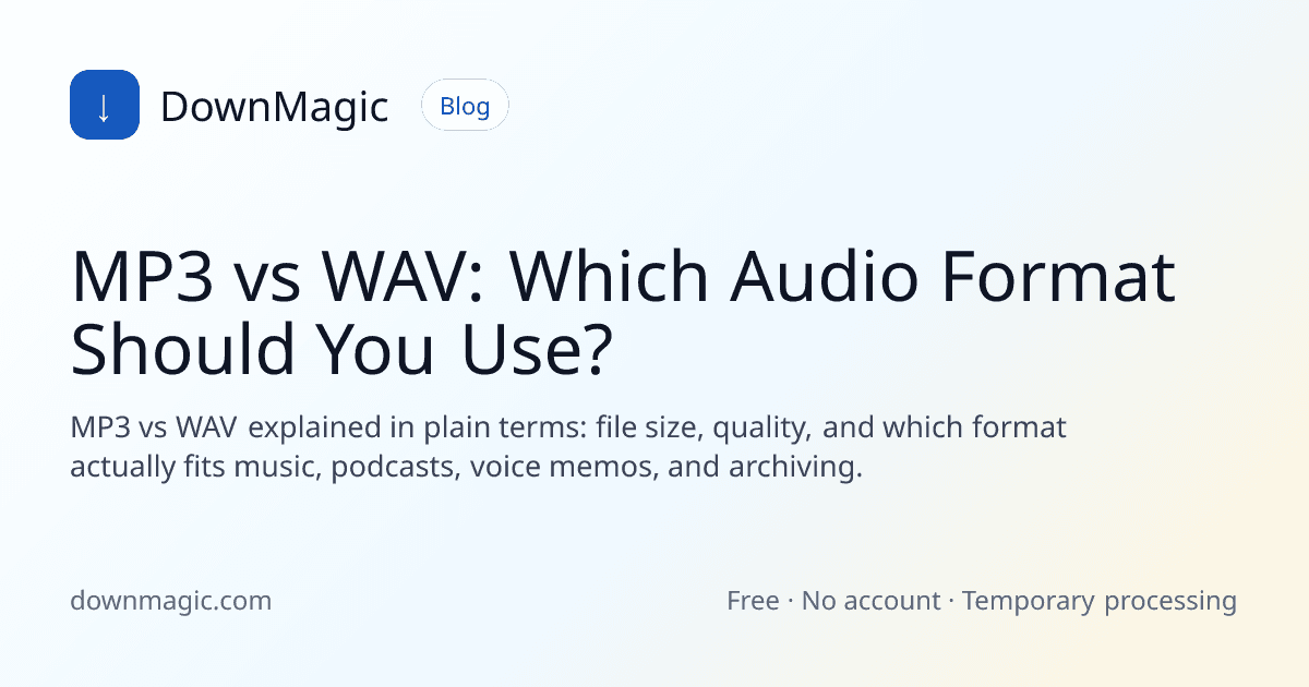 MP3 vs WAV: Which Audio Format Should You Use? - DownMagic guide illustration