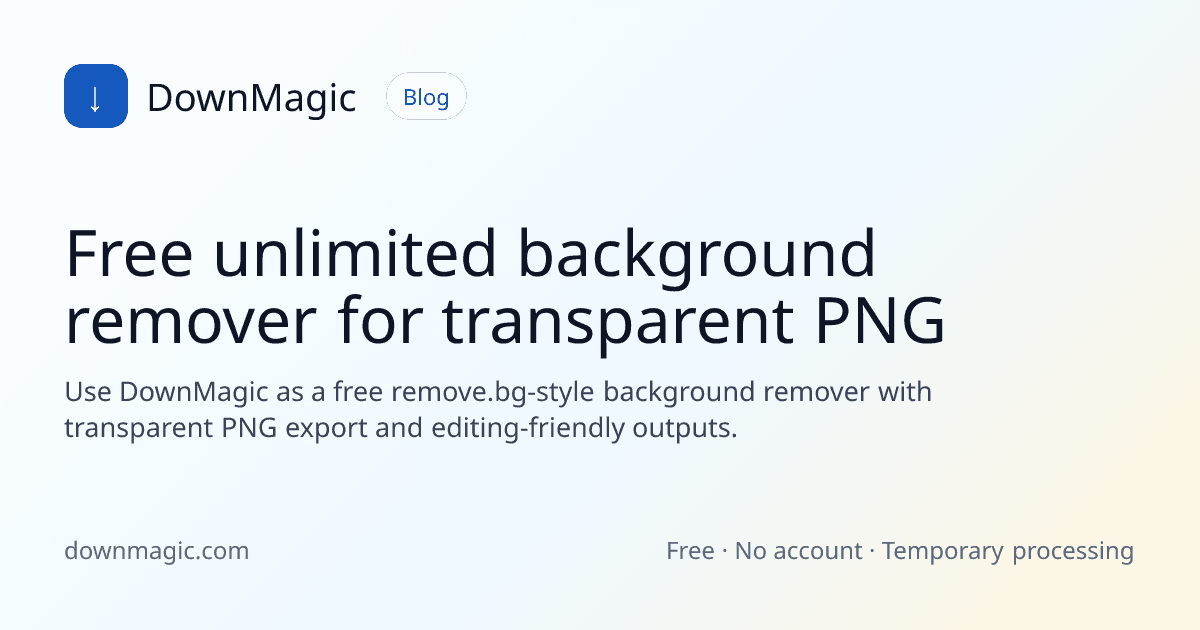 Free unlimited background remover for transparent PNG - DownMagic guide illustration