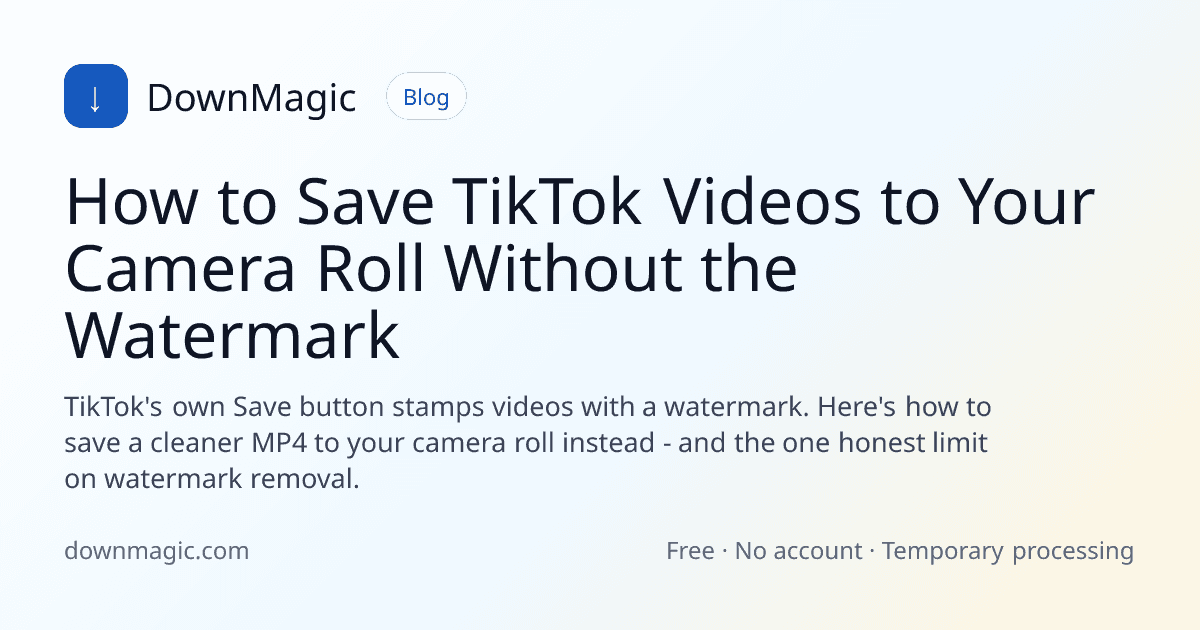 How to Save TikTok Videos to Your Camera Roll Without the Watermark - DownMagic guide illustration