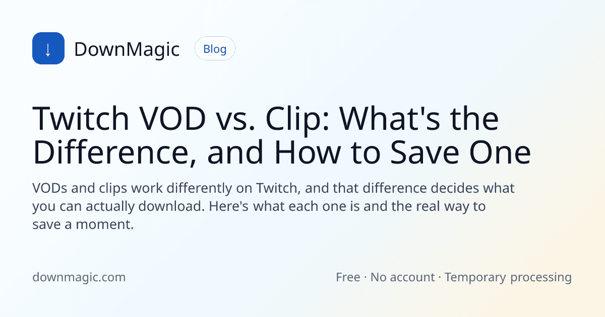 Twitch VOD vs. Clip: What's the Difference, and How to Save One - DownMagic guide illustration