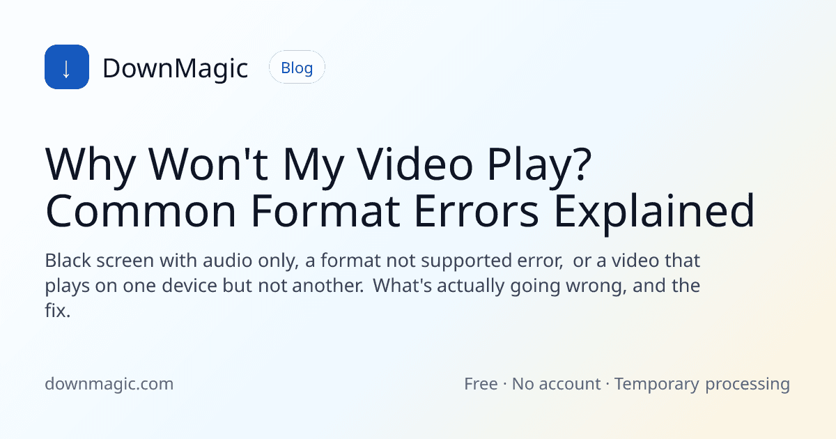 Why Won't My Video Play? Common Format Errors Explained - DownMagic guide illustration