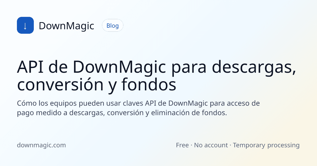 API de DownMagic para descargas, conversión y fondos - DownMagic ilustración de guía