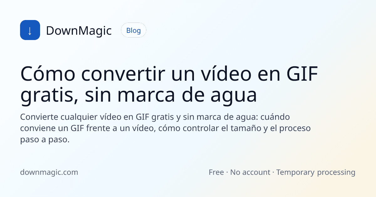 Cómo convertir un vídeo en GIF gratis, sin marca de agua - DownMagic ilustración de guía