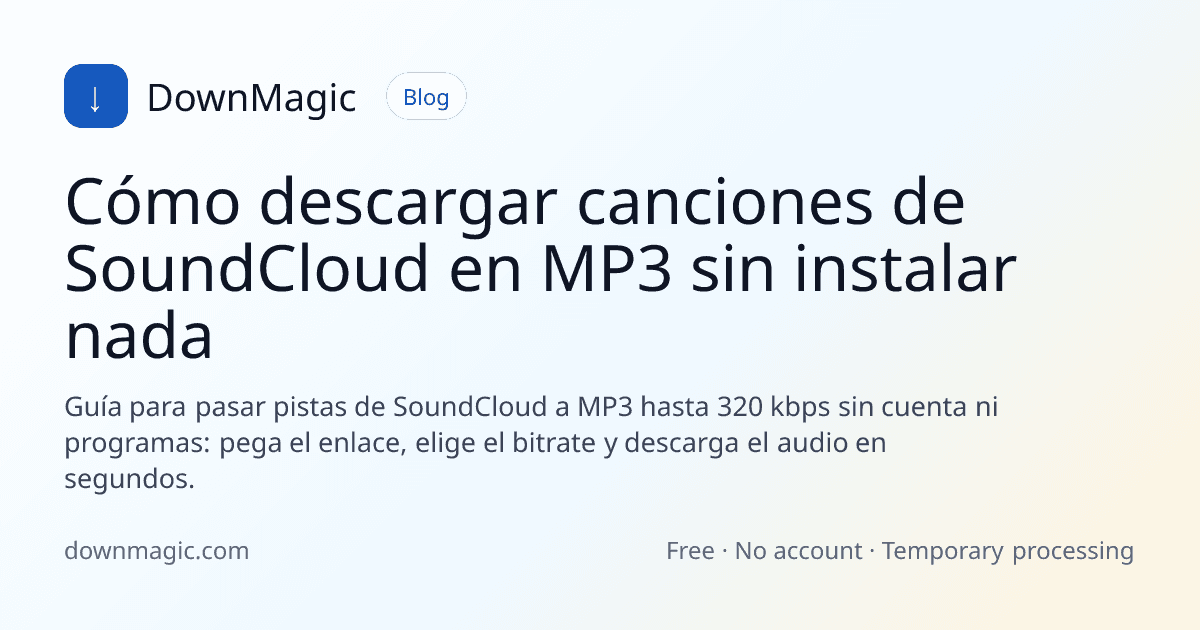 Cómo descargar canciones de SoundCloud en MP3 sin instalar nada - DownMagic ilustración de guía