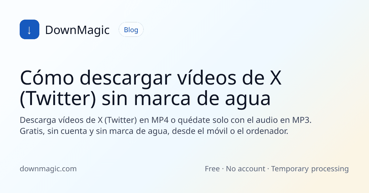 Cómo descargar vídeos de X (Twitter) sin marca de agua - DownMagic ilustración de guía