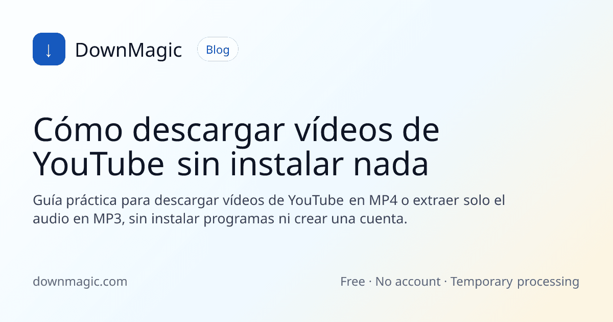 Cómo descargar vídeos de YouTube sin instalar nada - DownMagic ilustración de guía