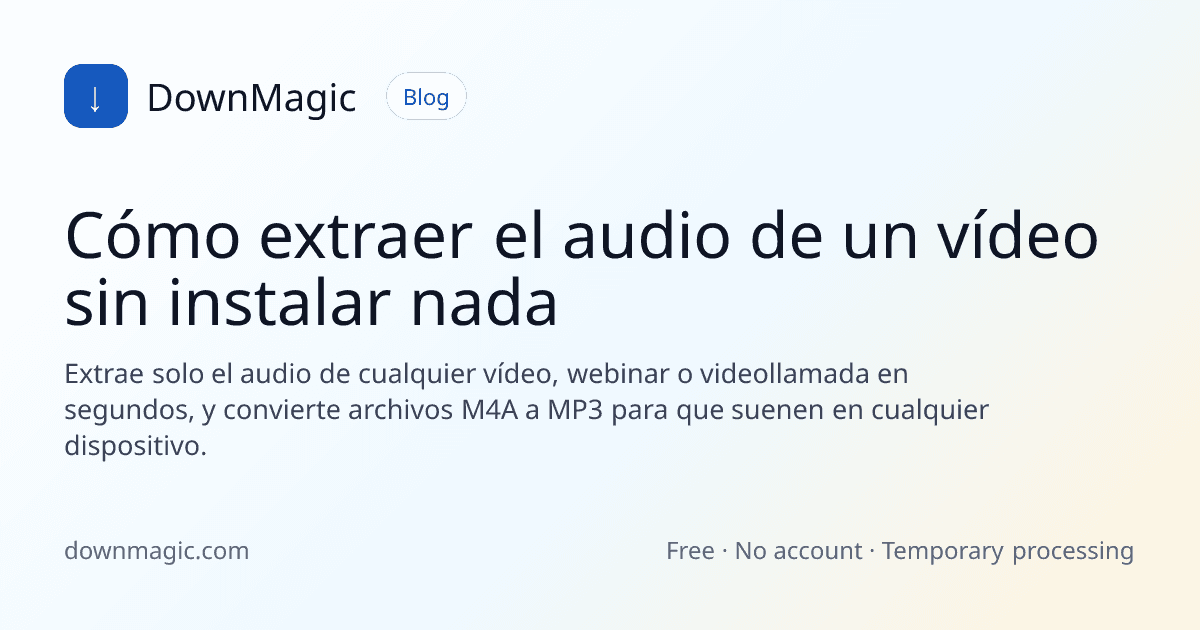 Cómo extraer el audio de un vídeo sin instalar nada - DownMagic ilustración de guía