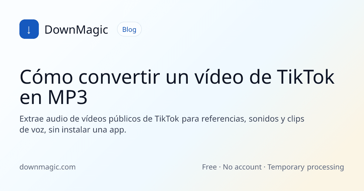 Cómo convertir un vídeo de TikTok en MP3 - DownMagic ilustración de guía