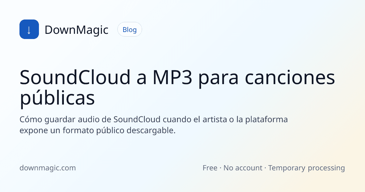 SoundCloud a MP3 para canciones públicas - DownMagic ilustración de guía