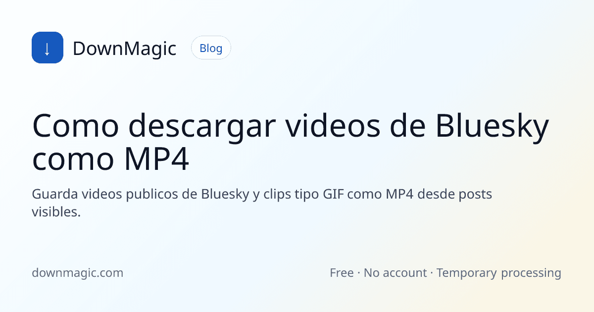Como descargar videos de Bluesky como MP4 - DownMagic ilustración de guía