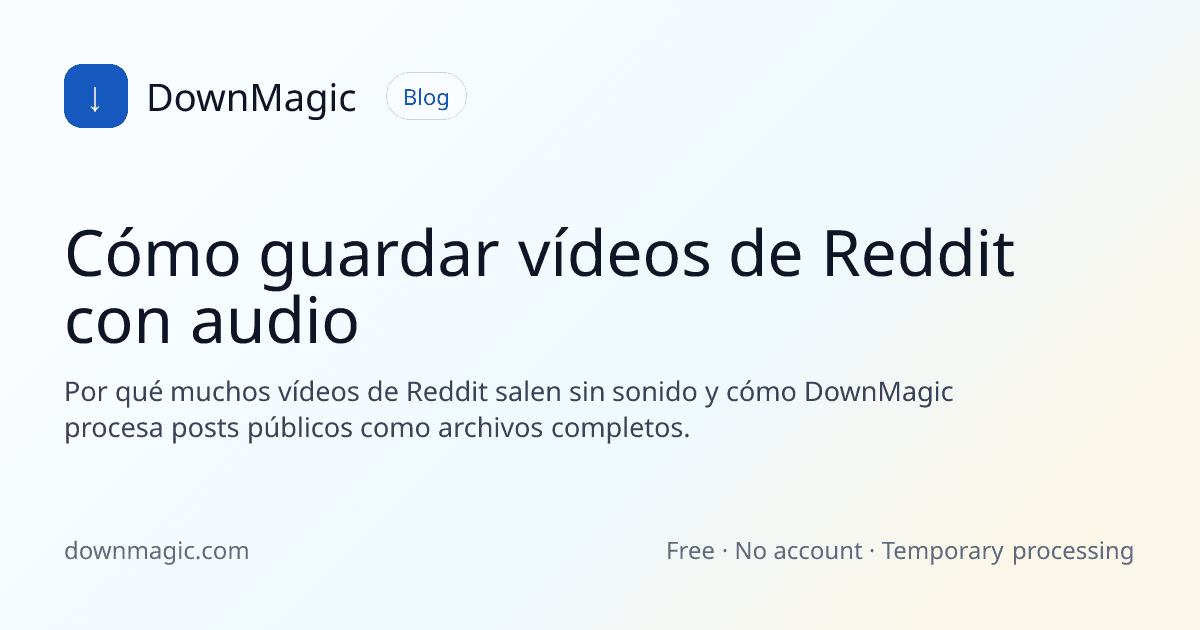 Cómo guardar vídeos de Reddit con audio - DownMagic ilustración de guía
