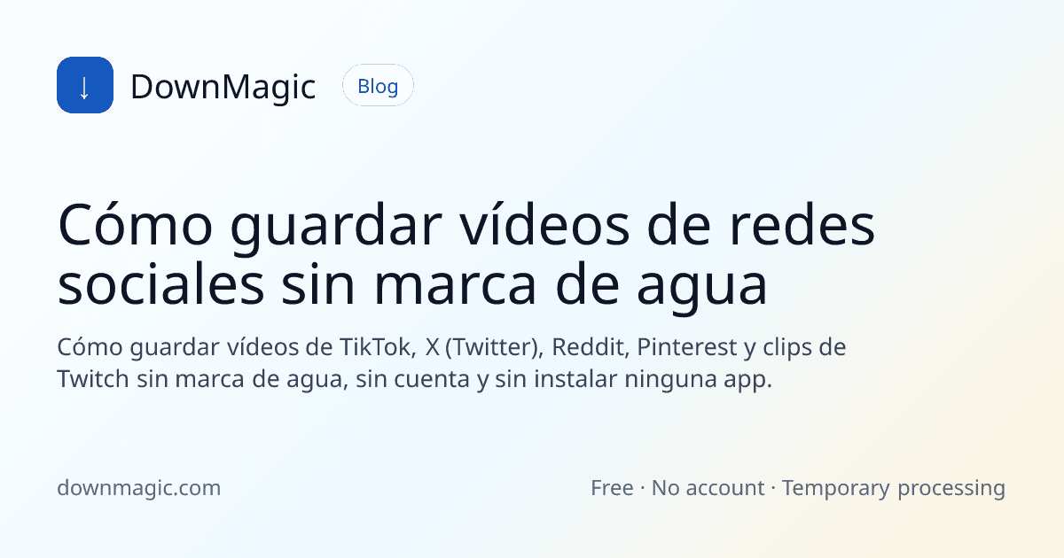 Cómo guardar vídeos de redes sociales sin marca de agua - DownMagic ilustración de guía