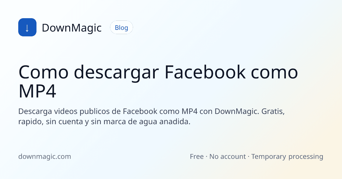 Como descargar Facebook como MP4 - DownMagic ilustración de guía