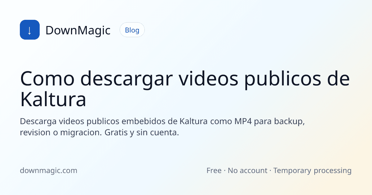 Como descargar videos publicos de Kaltura - DownMagic ilustración de guía