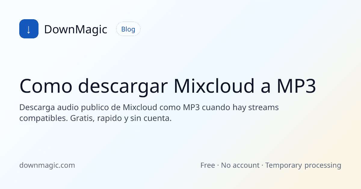 Como descargar Mixcloud a MP3 - DownMagic ilustración de guía