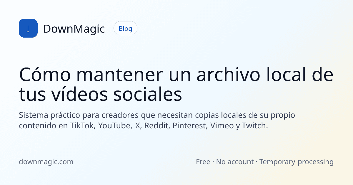 Cómo mantener un archivo local de tus vídeos sociales - DownMagic ilustración de guía