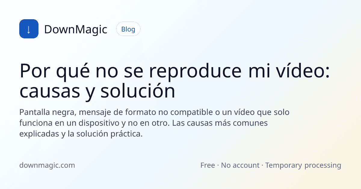Por qué no se reproduce mi vídeo: causas y solución - DownMagic ilustración de guía