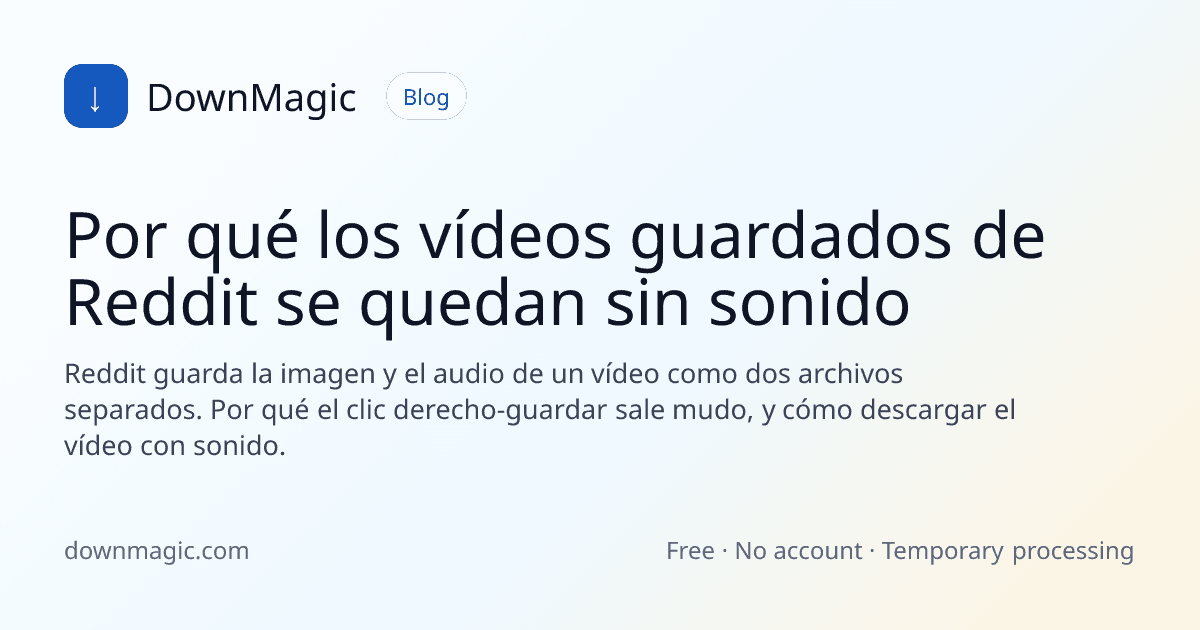 Por qué los vídeos guardados de Reddit se quedan sin sonido - DownMagic ilustración de guía