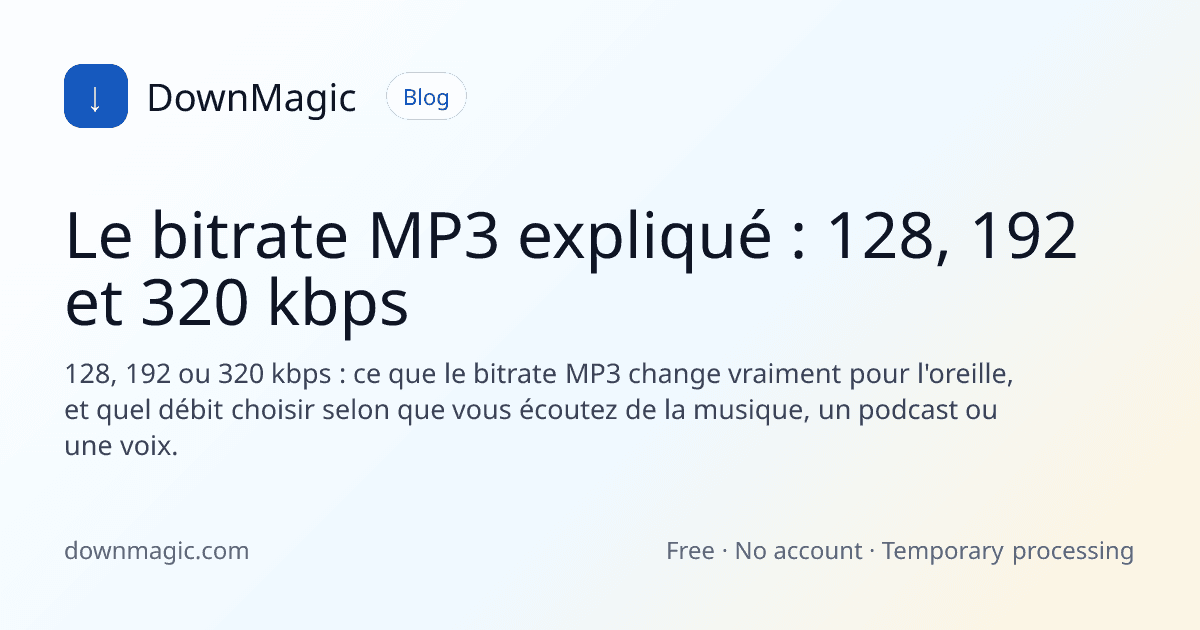 Le bitrate MP3 expliqué : 128, 192 et 320 kbps - DownMagic illustration de guide
