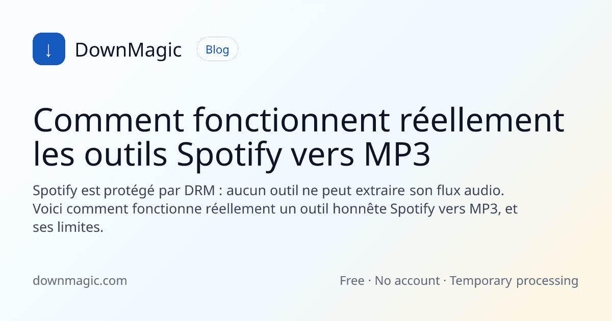 Comment fonctionnent réellement les outils Spotify vers MP3 - DownMagic illustration de guide