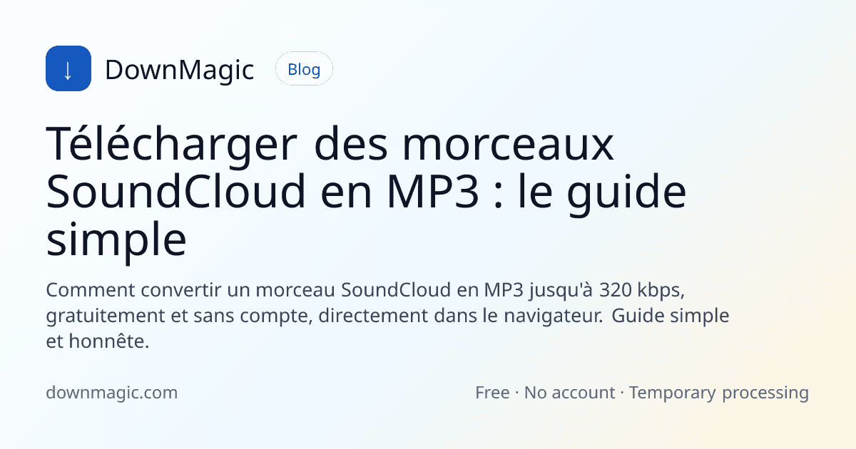 Télécharger des morceaux SoundCloud en MP3 : le guide simple - DownMagic illustration de guide