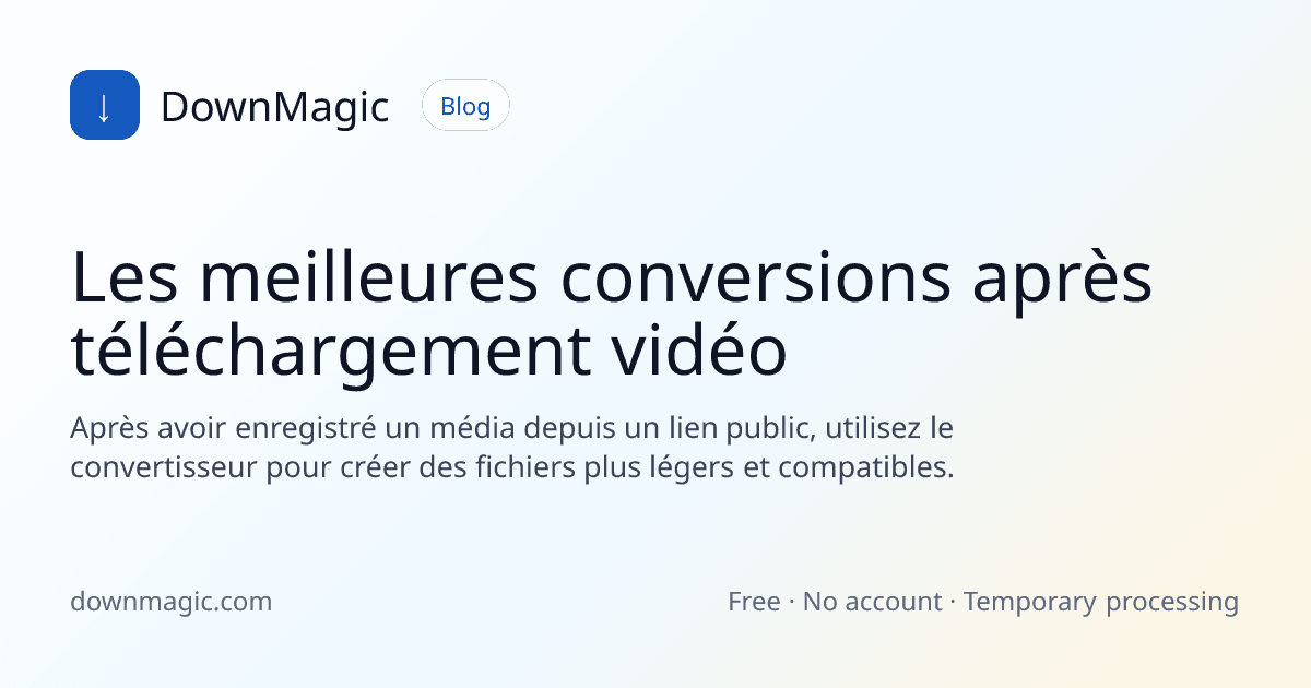 Les meilleures conversions après téléchargement vidéo - DownMagic illustration de guide
