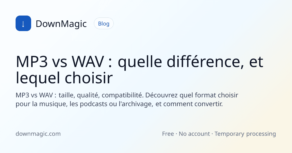 MP3 vs WAV : quelle différence, et lequel choisir - DownMagic illustration de guide