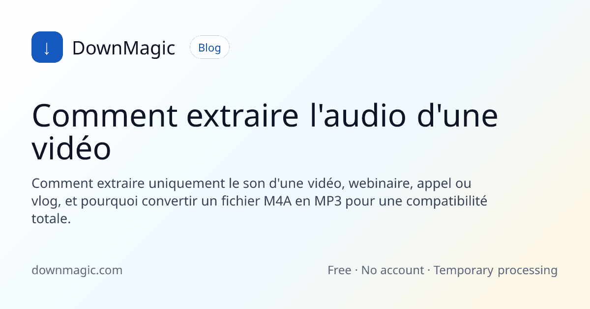 Comment extraire l'audio d'une vidéo - DownMagic illustration de guide