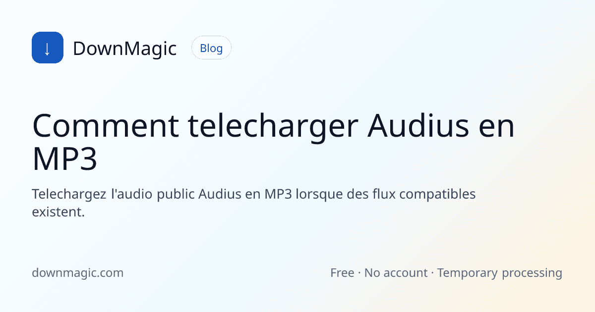Comment telecharger Audius en MP3 - DownMagic illustration de guide