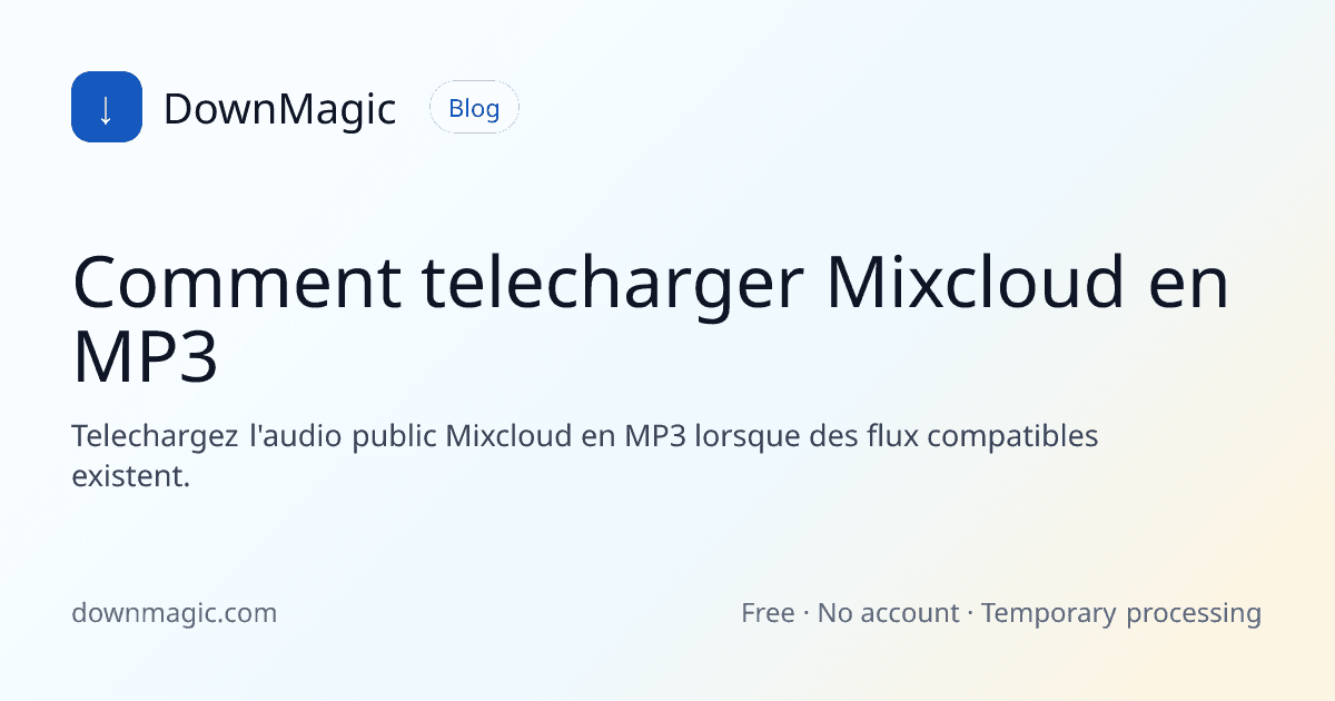 Comment telecharger Mixcloud en MP3 - DownMagic illustration de guide