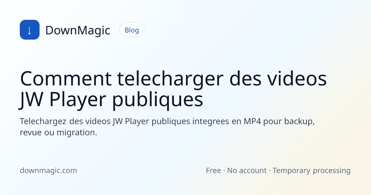 Comment telecharger des videos JW Player publiques - DownMagic illustration de guide