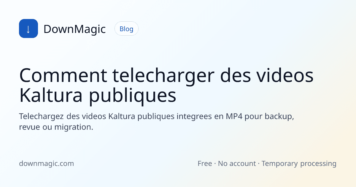 Comment telecharger des videos Kaltura publiques - DownMagic illustration de guide