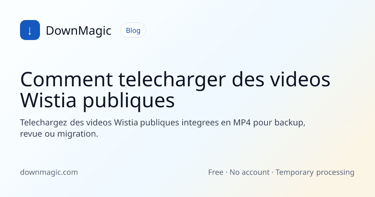 Comment telecharger des videos Wistia publiques - DownMagic illustration de guide