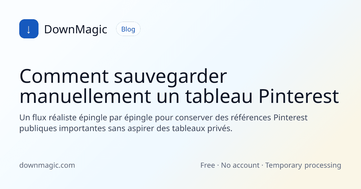 Comment sauvegarder manuellement un tableau Pinterest - DownMagic illustration de guide