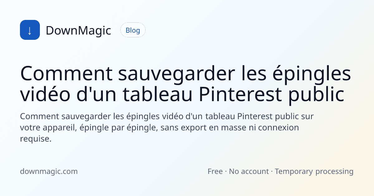 Comment sauvegarder les épingles vidéo d'un tableau Pinterest public - DownMagic illustration de guide