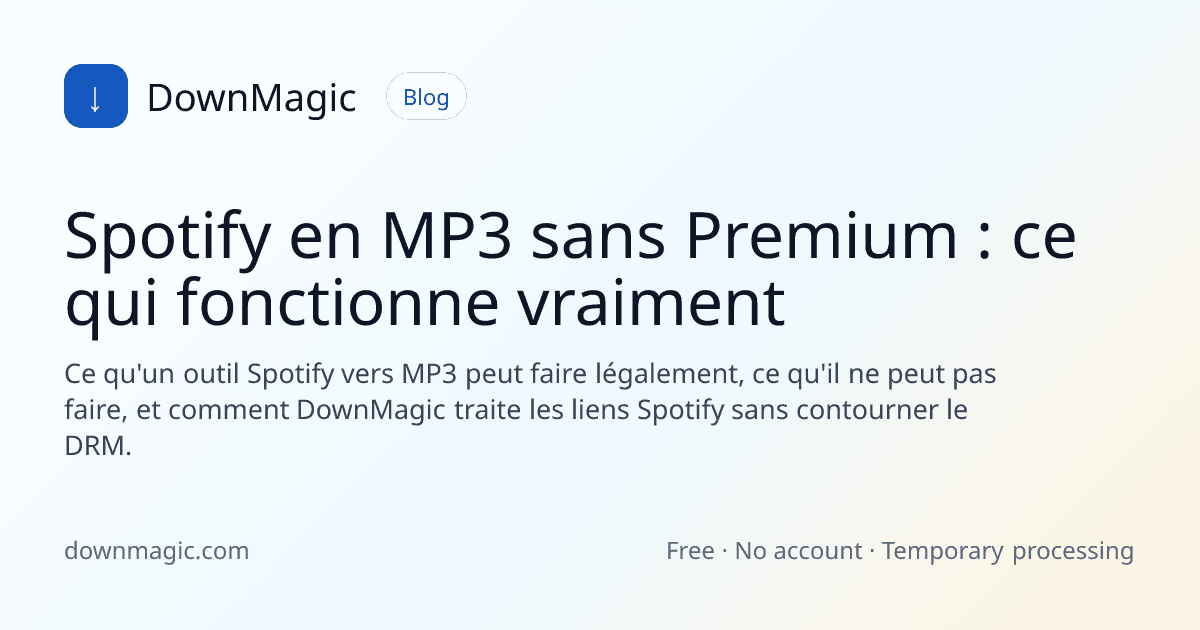 Spotify en MP3 sans Premium : ce qui fonctionne vraiment - DownMagic illustration de guide