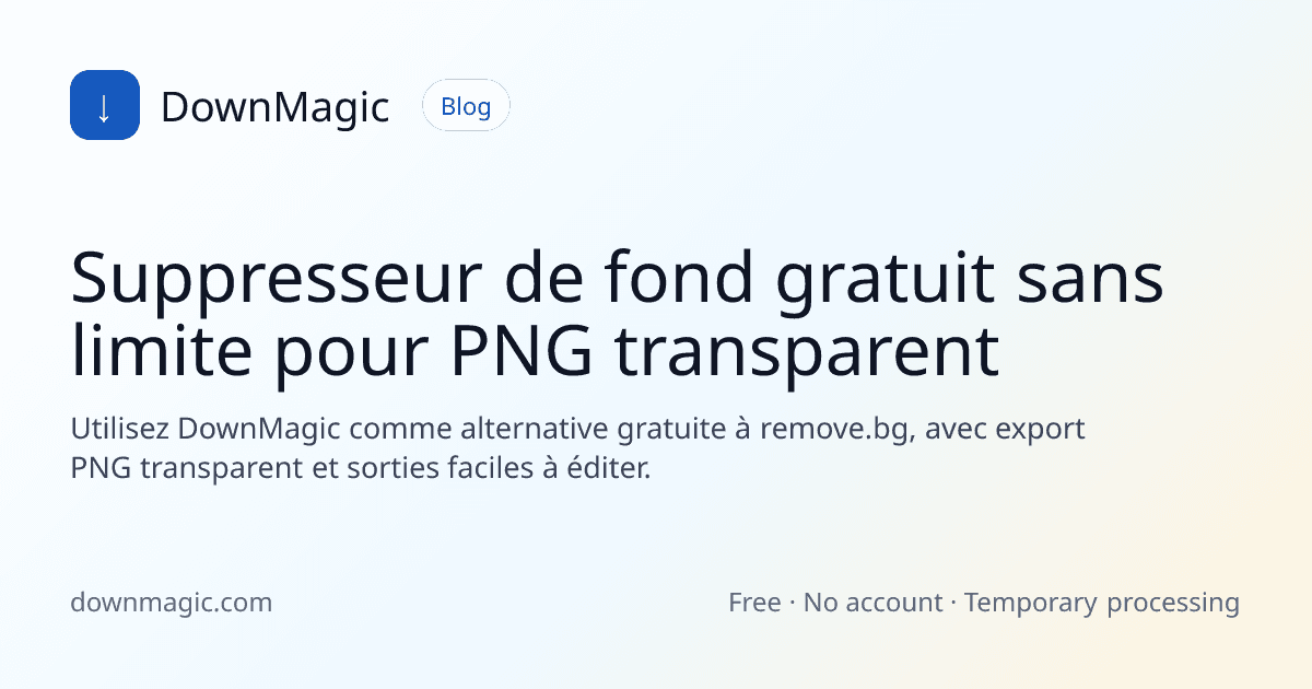 Suppresseur de fond gratuit sans limite pour PNG transparent - DownMagic illustration de guide